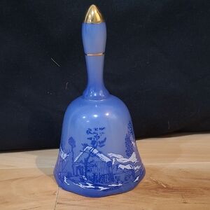 2/$20 Vintage Currier And Ives Blue Dinner Bell